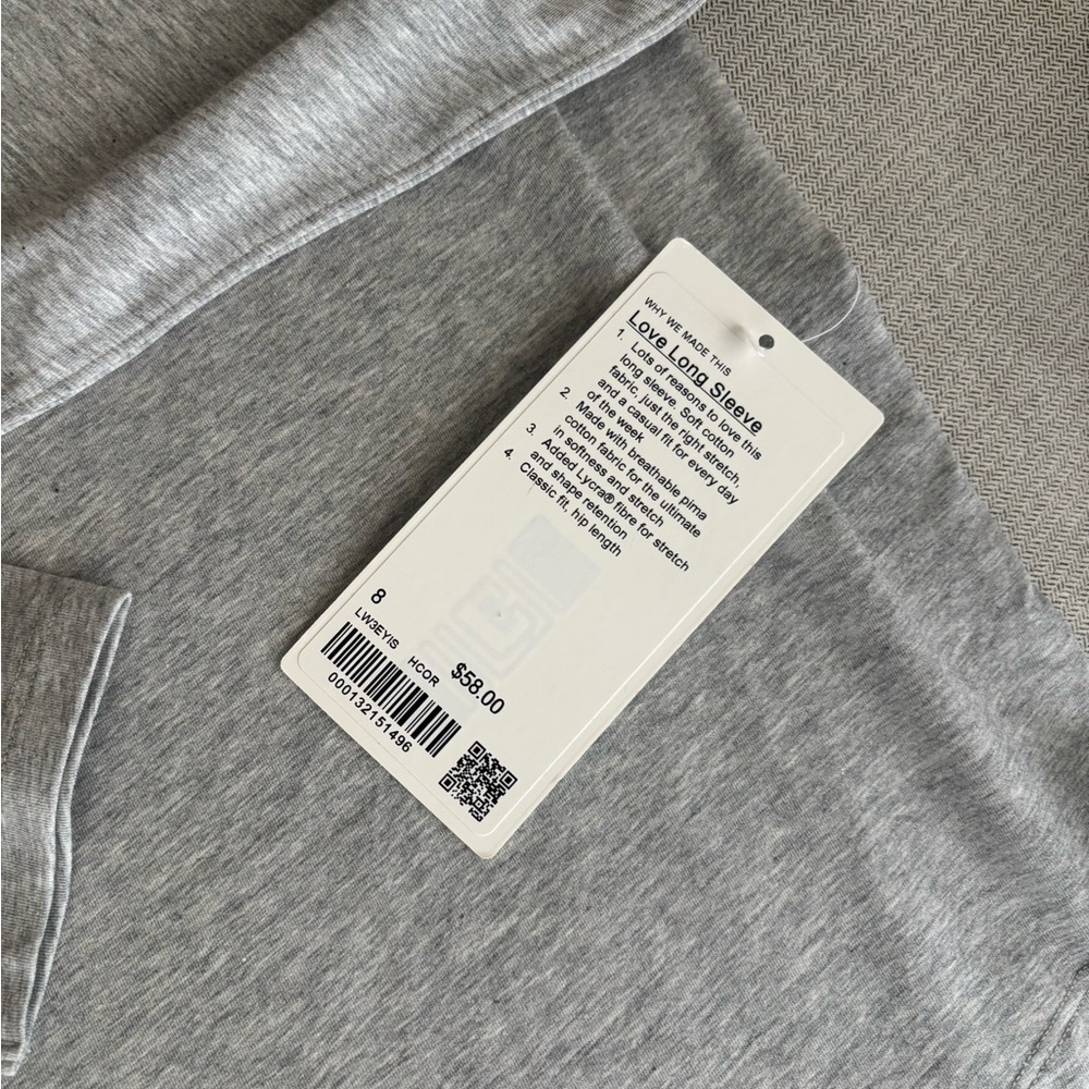 Lululemon Love Tee Heather Gray Long Sleeve. From a Pet Free Smoke Free home - Picture 2 of 5